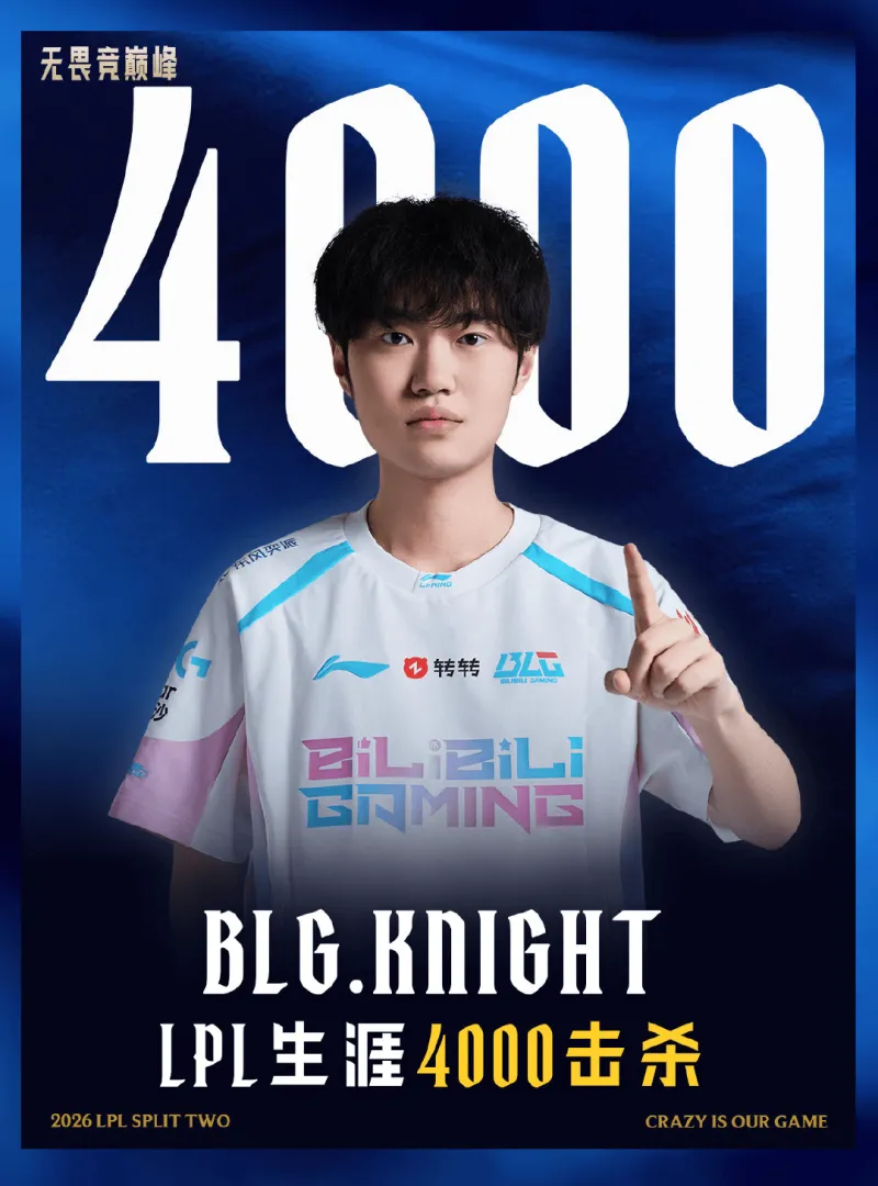 博万体育登录入口-黄金左手！Knight仅用837场达成LPL 4000杀成就，历史最快